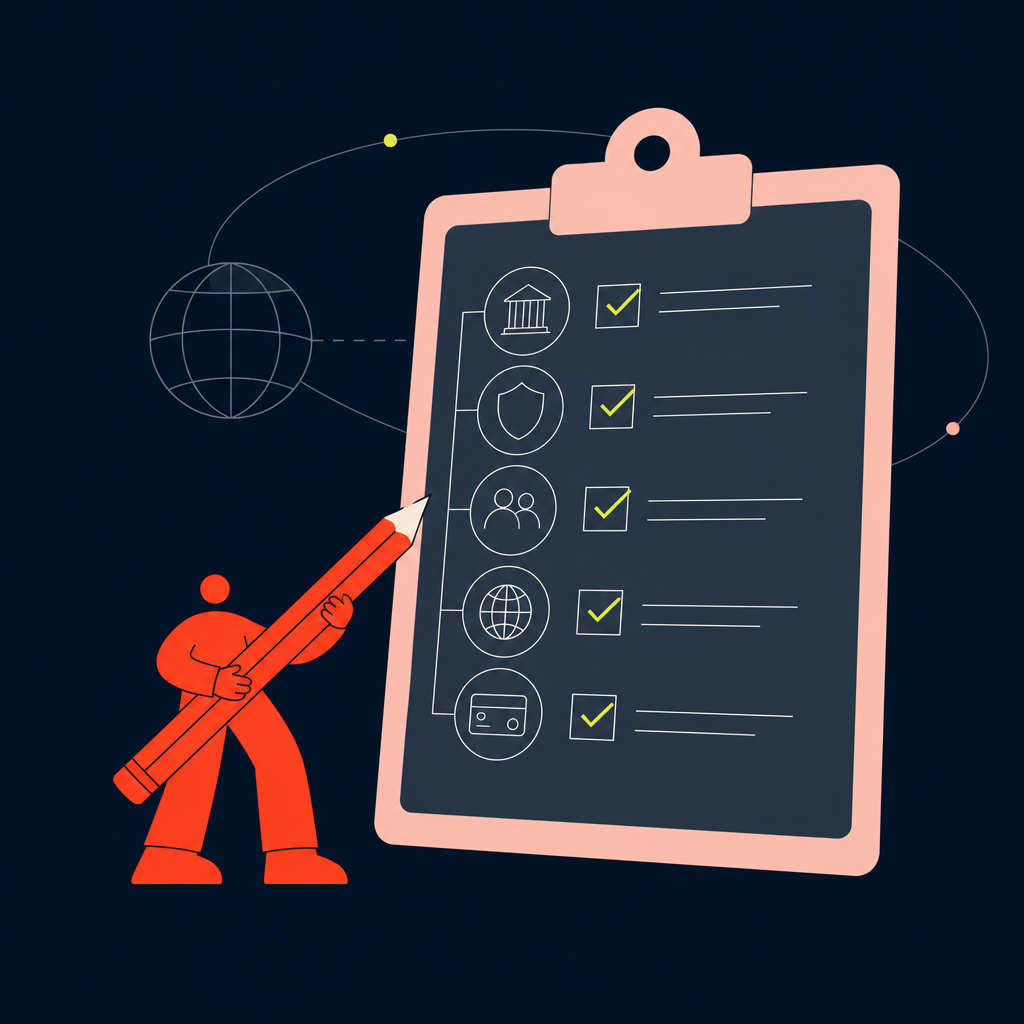A conceptual illustration capturing the core idea of the section "What you need before setting up automated business international payments" within an article about business international payments — depict the idea, not the literal words.