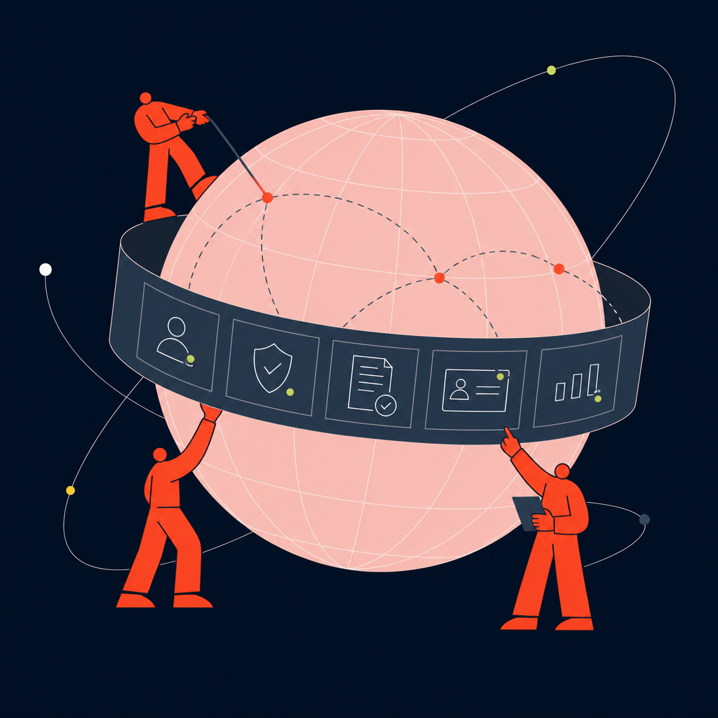 A conceptual illustration capturing the core idea of the section "Key terminology in global contractor management" within an article about external contractor — depict the idea, not the literal words.