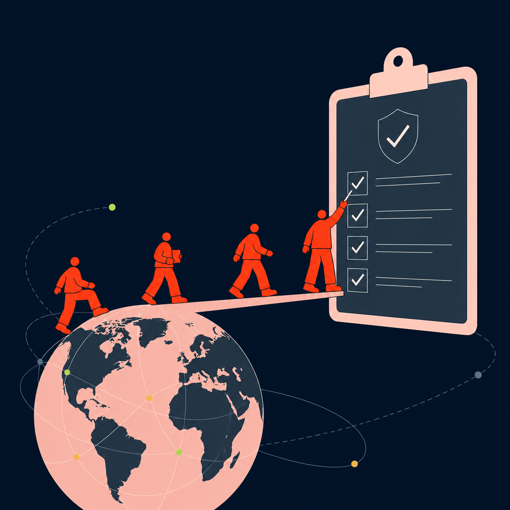 A conceptual illustration capturing the core idea of the section "Building an audit-ready global workforce strategy" within an article about global workforce — depict the idea, not the literal words.