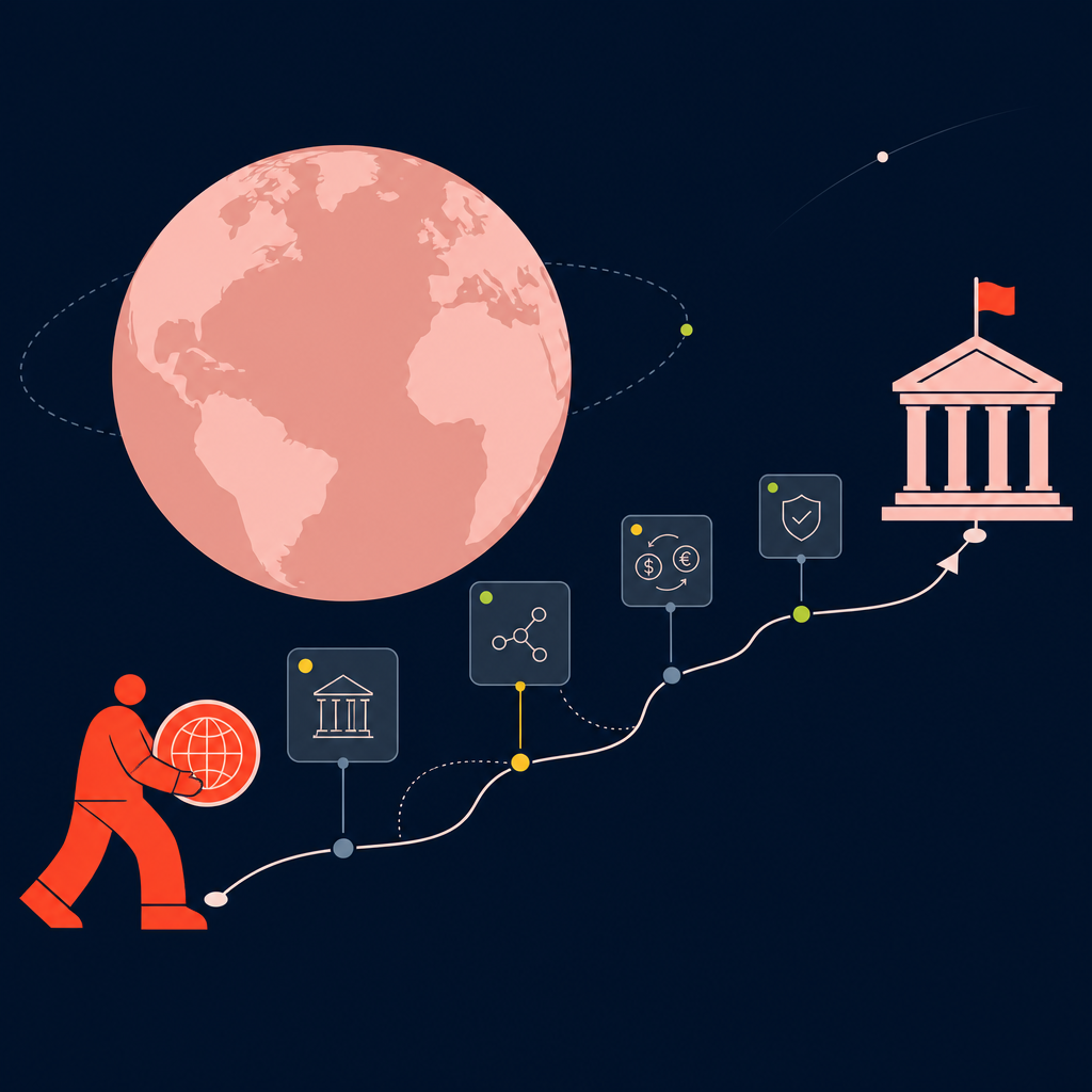 A conceptual illustration capturing the core idea of the section "Key terms in cross-border payment processing" within an article about how long do international payments take — depict the idea, not the literal words.