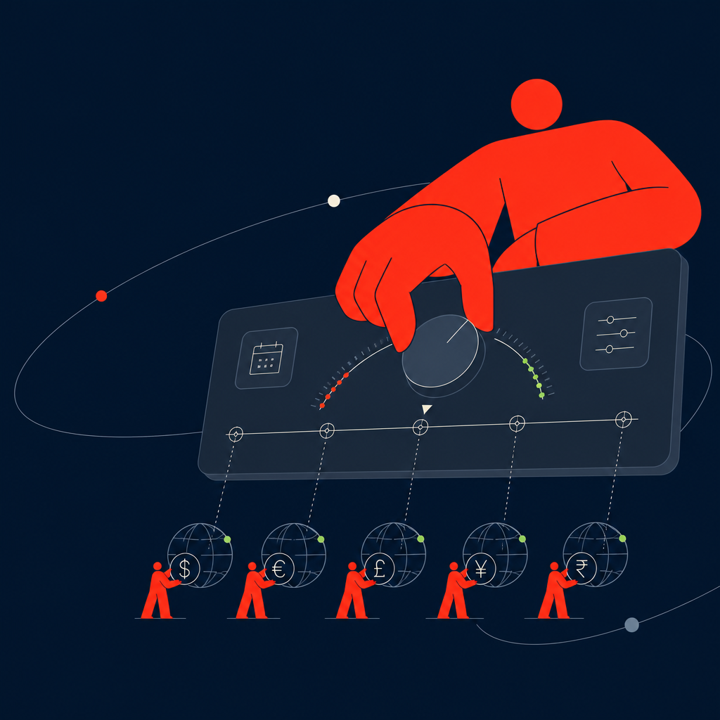 A conceptual illustration capturing the core idea of the section "How Finance leaders regain control over contractor payment schedules" within an article about how long do international payments take — depict the idea, not the literal words.