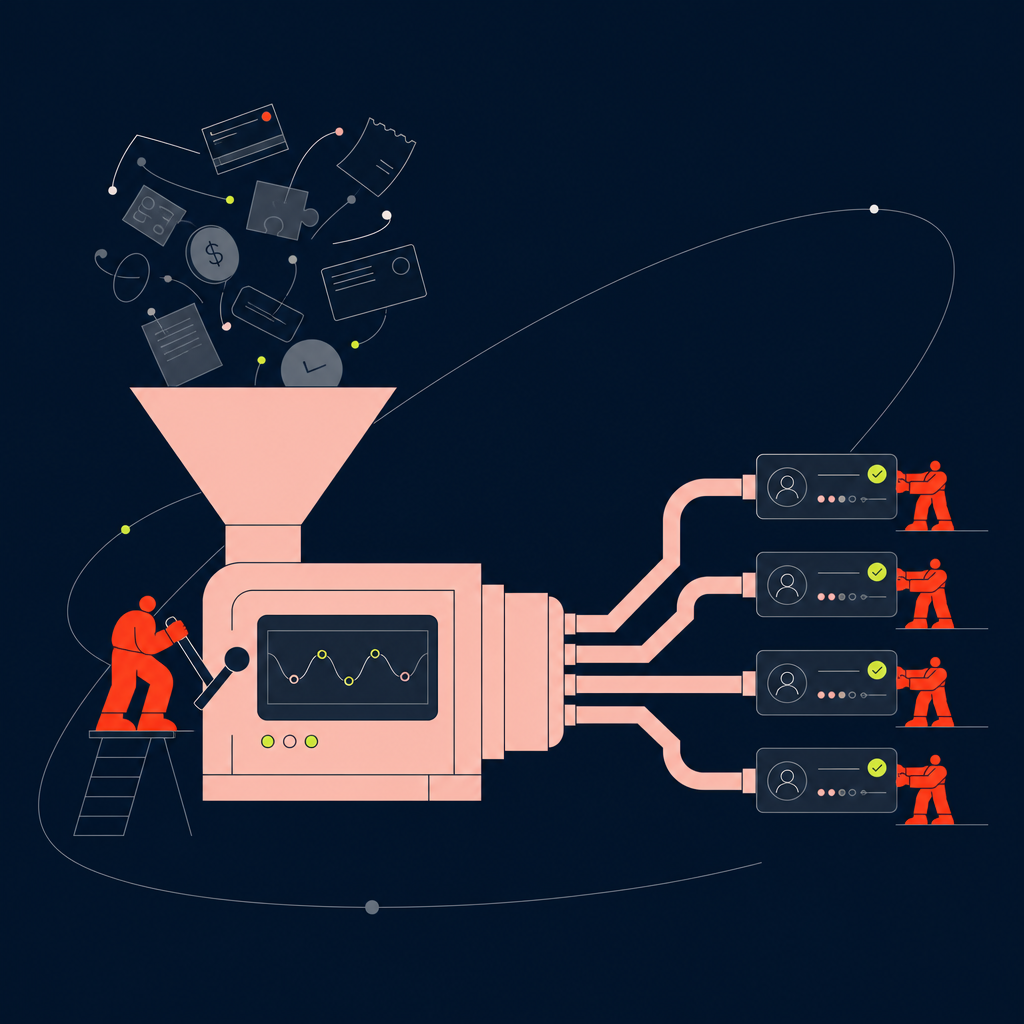 A conceptual illustration capturing the core idea of the section "Establishing a scalable contractor payment operating model" within an article about payment reconciliation process — depict the idea, not the literal words.