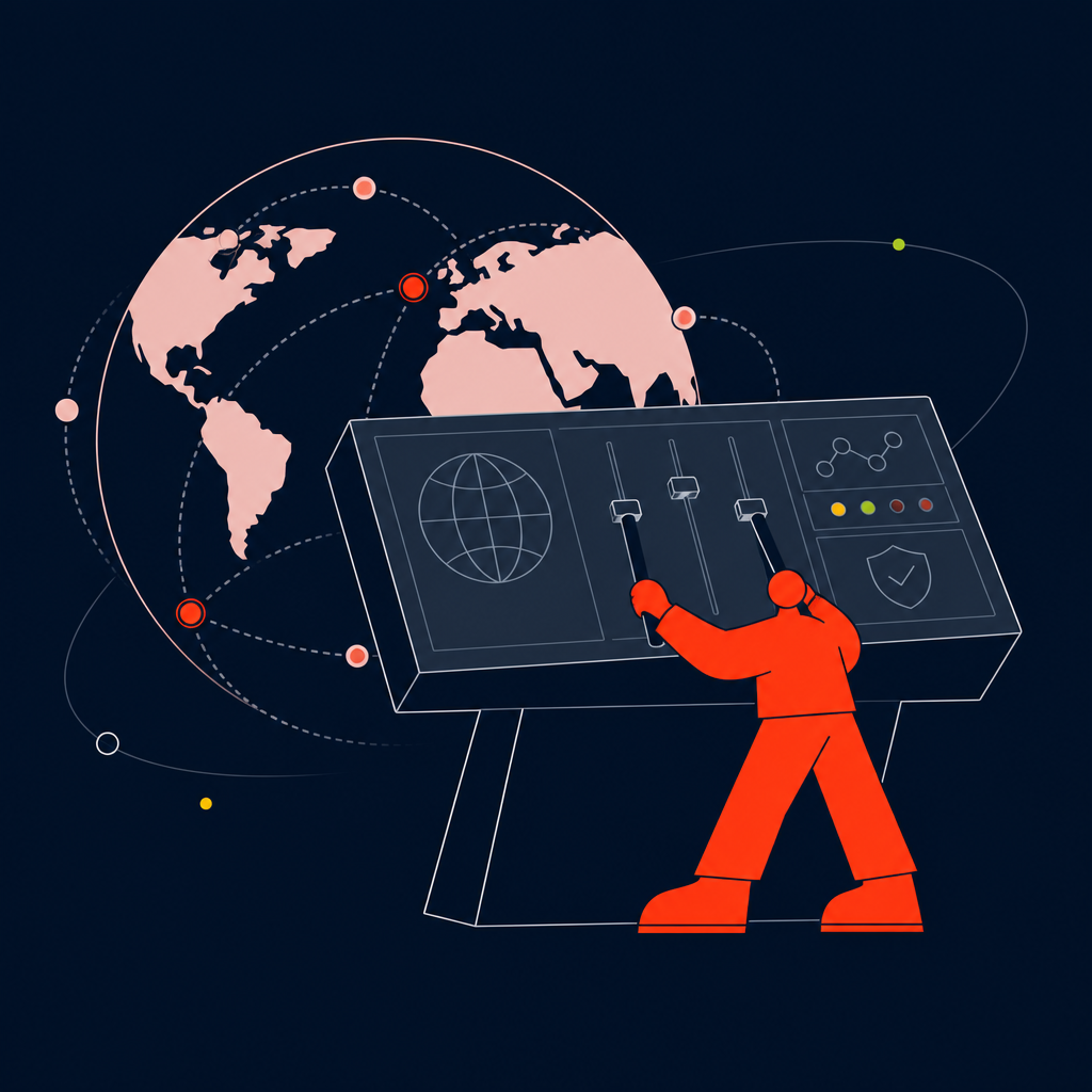 A conceptual illustration capturing the core idea of the section "Taking control of your international payment infrastructure" within an article about what are cross border payments — depict the idea, not the literal words.