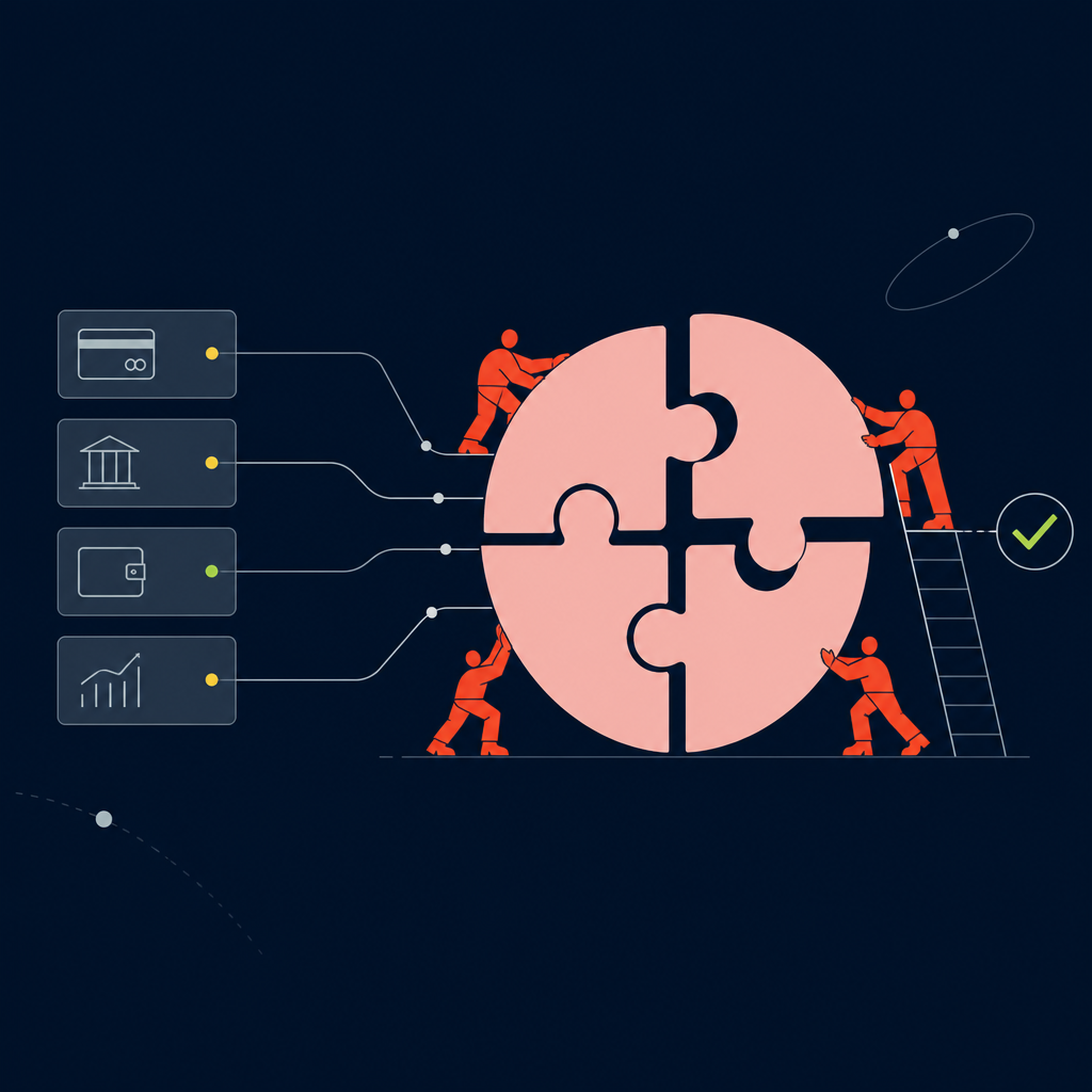 A conceptual illustration capturing the core idea of the section "The four core mechanics of effective payment reconciliation" within an article about payment reconciliation — depict the idea, not the literal words.