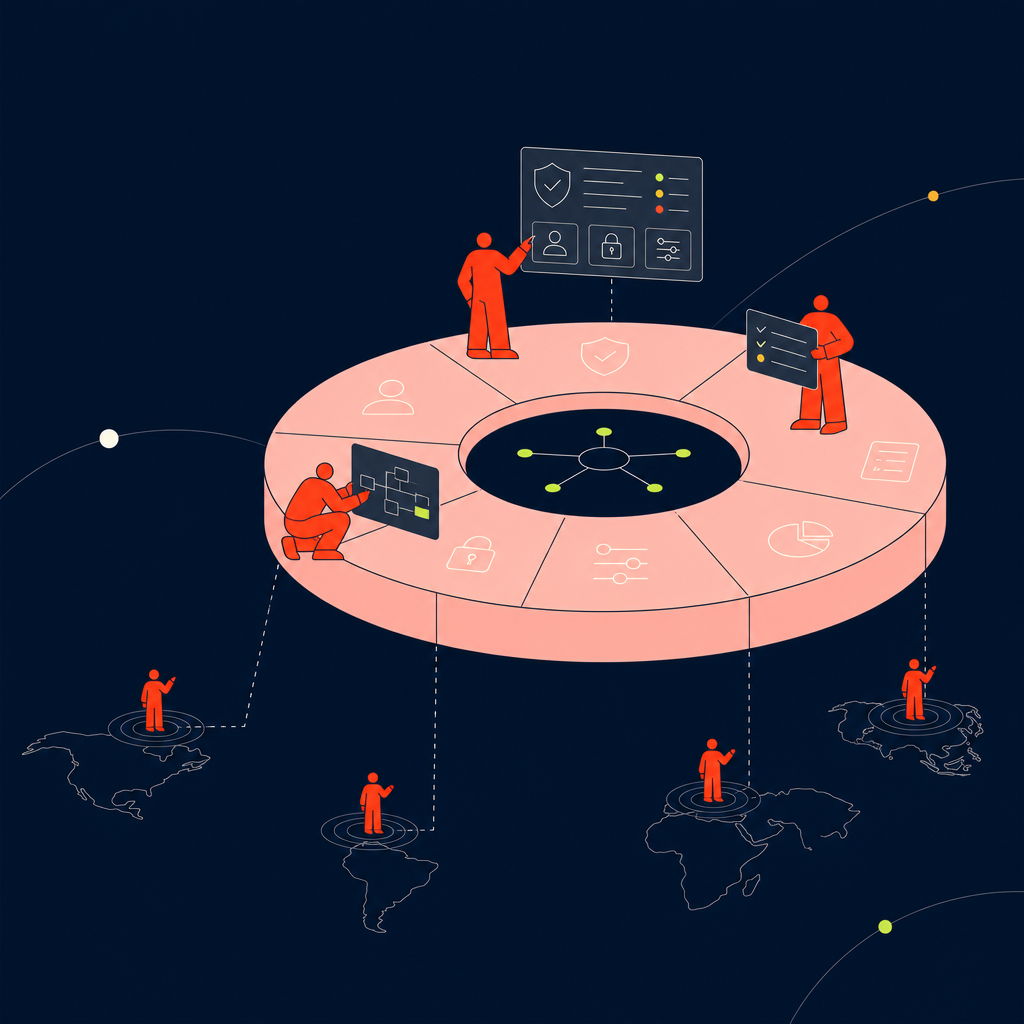 A conceptual illustration capturing the core idea of the section "Building a governed operating layer for your global workforce" within an article about eor vs peo — depict the idea, not the literal words.