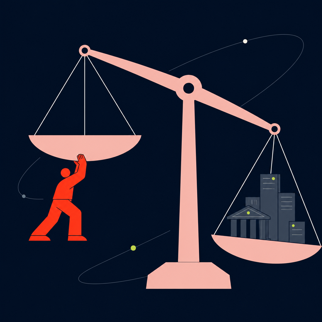 A conceptual illustration capturing the core idea of the section "The statutory responsibility: Inside vs. outside IR35" within an article about ir35 compliance — depict the idea, not the literal words.