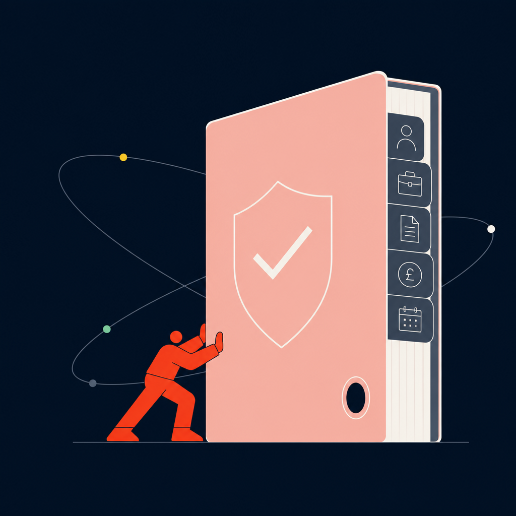 A conceptual illustration capturing the core idea of the section "Step 4: Build the worker record so it survives an audit" within an article about employer of record uk — depict the idea, not the literal words.