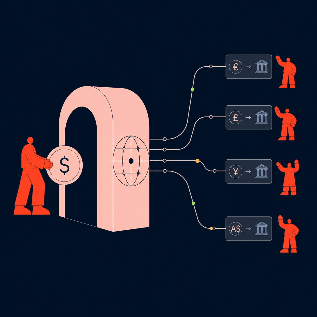 A conceptual illustration capturing the core idea of the section "Core foundations of cross-border contractor payouts" within an article about multi currency payment gateway — depict the idea, not the literal words.