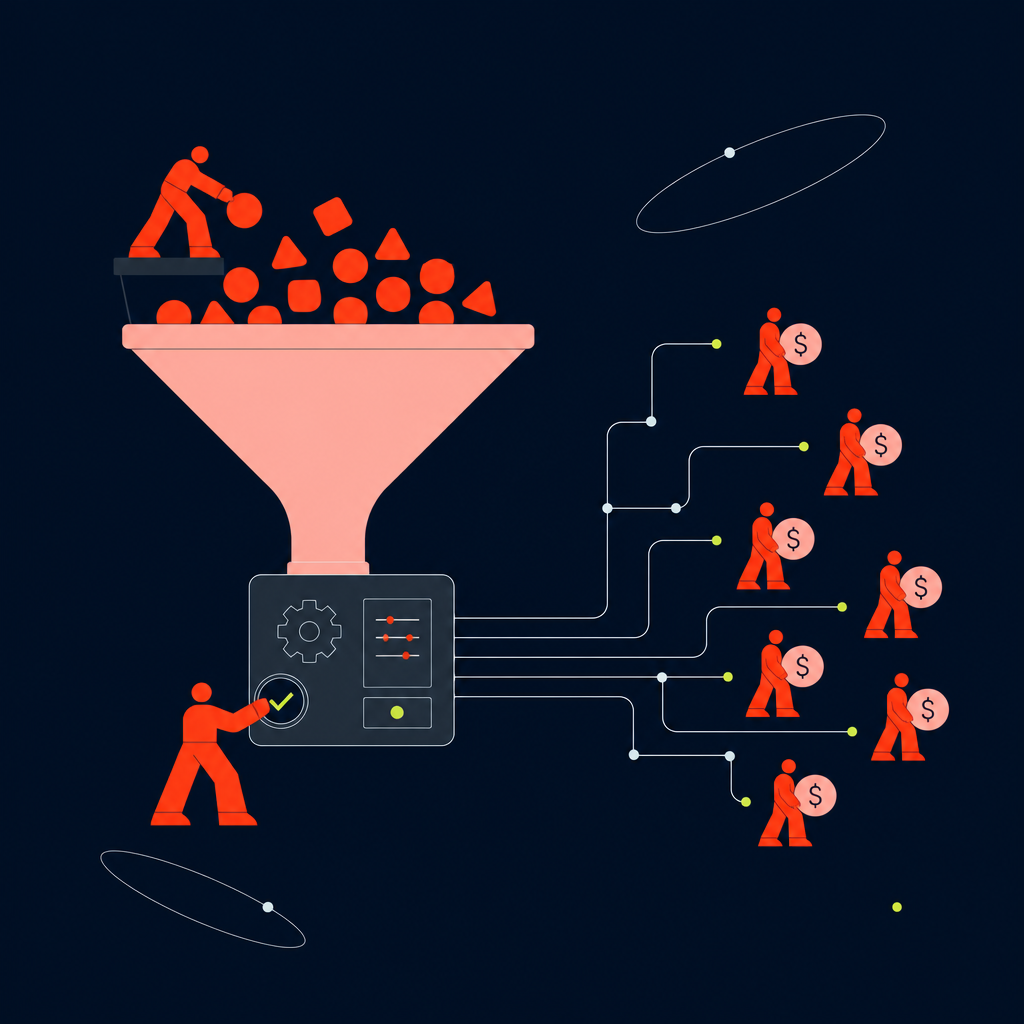 A conceptual illustration capturing the core idea of the section "Core requirements for high-volume contractor payouts" within an article about payment companies — depict the idea, not the literal words.