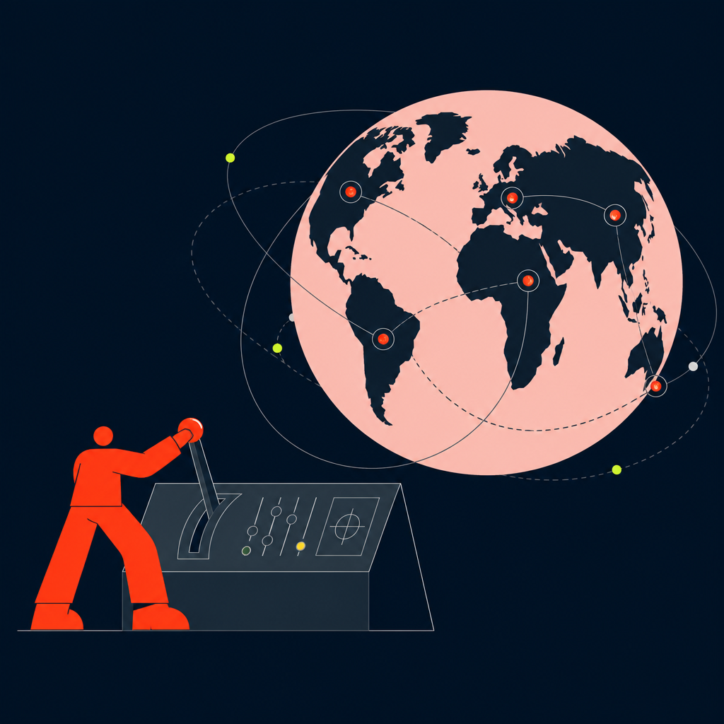 A conceptual illustration capturing the core idea of the section "Establishing complete control over cross-border payment operations" within an article about payment companies — depict the idea, not the literal words.