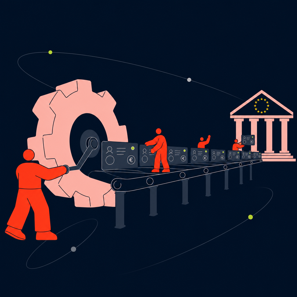 A conceptual illustration capturing the core idea of the section "Building a scalable European contractor payment workflow" within an article about single european payment area — depict the idea, not the literal words.